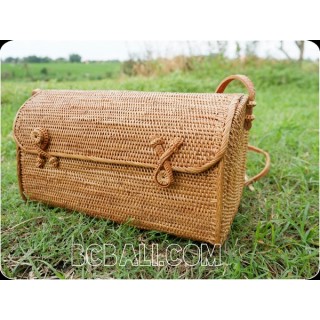 cosmetic handbag rattan handmade grass handwoven antique